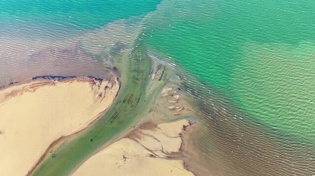 Aerial photograph, top-down view of the Radolfzell Aach estuary with current lines, structures, patterns, sediments, Radolfzell on Lake Constance, Untersee, district of Constance, Baden-W&uuml;rttemberg