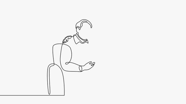 Continuous Line Art Animation Of Grandfather Holding Newborn Baby With Father