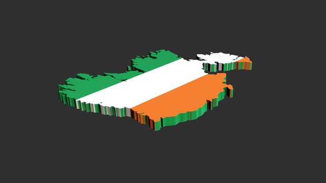 Ireland map 3d flag floating animation motion loop video