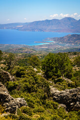 Fototapeta premium Mirabello Bay coastal landscape with mountains, Crete, Greece