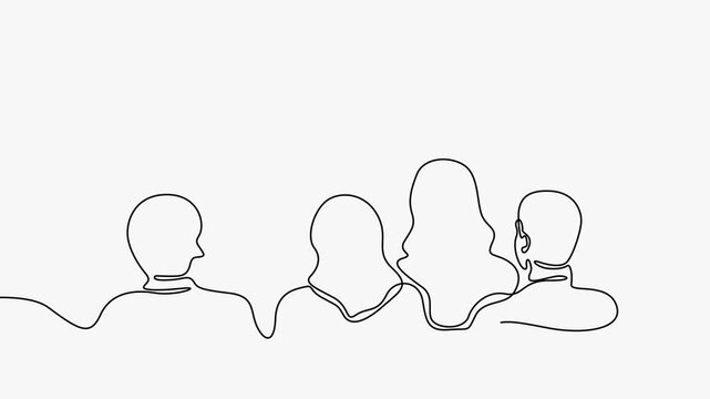 Minimalist Line Art Animation of a Businesswoman Presenting Financial Reports to a Corporate Team