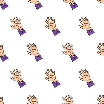 Seamless Halloween pattern with spooky zombie hands.
