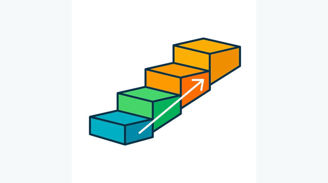Colorful Ascending Blocks Stacked Progressively.