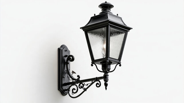 Black wall sconce lantern isolated on a white background
