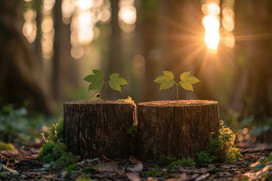 Seedling tree stump forest