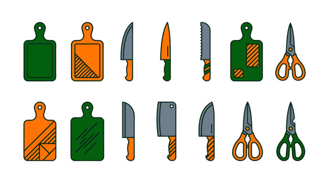 Illustrative Kitchen Tools Collection Set Icons.