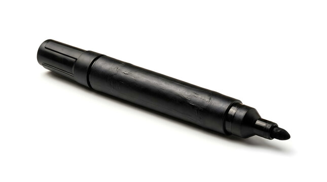 Sleek black stylus pen on white background, concept for agile project management tools, digital collaboration and modern business solutions