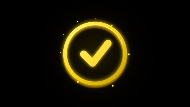 Glowing golden circular frame with a downward pointing arrow icon inside isolated on a dark background