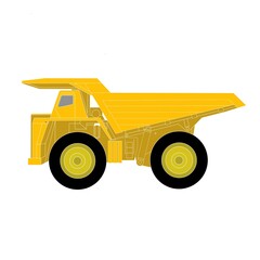 Dump truck flat design vector, big dump truck design flat icon,  dumper truck flat design image, yellow dump truck design flat illustration,big dump truck flat vector,mine dump truck flat image © Hari
