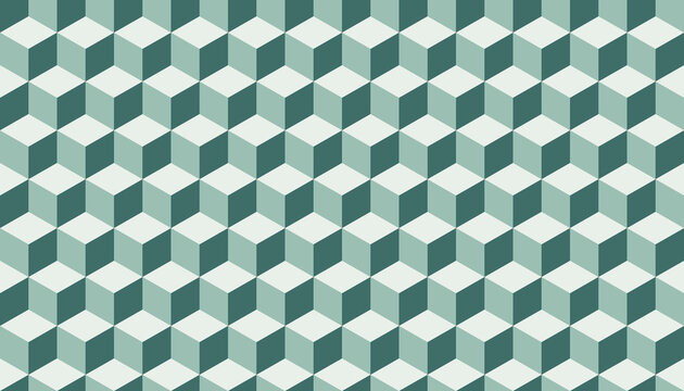 Seamless isometric cube pattern in sage green tones