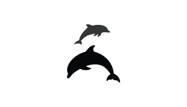 Jumping dolphin black silhouettes vector illustration icon set isolated on a clean plain white background