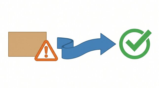 Delivery exception workflow icon showing a package with an alert sign