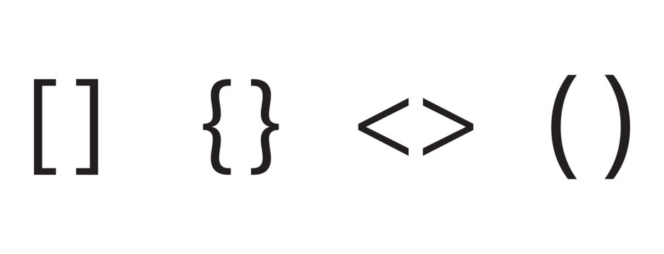 Set of various bracket symbols for web design and typography