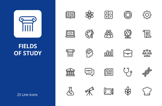 Fields of Study Line Icon Set