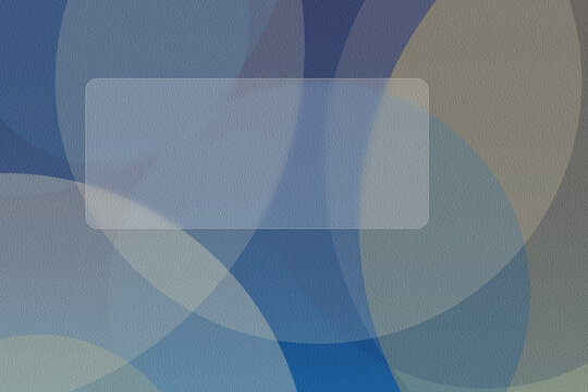 Deep ocean-blue gradients and overlapping geometric circles create a cool tech feel, with a translucent rounded rectangle centered for clean message placement.