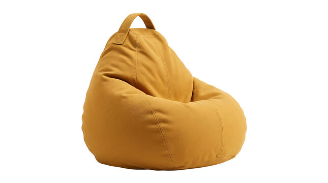 Mustard yellow bean bag chair isolated on transparent background
