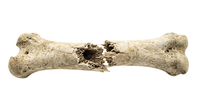 Broken bone fragment isolated on transparent background