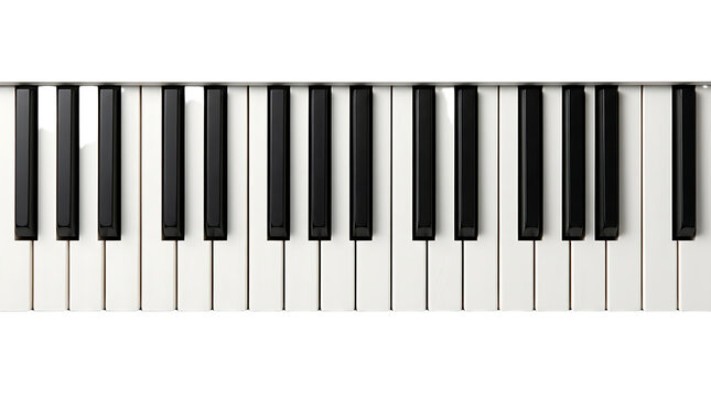 Piano keyboard keys isolated on transparent background