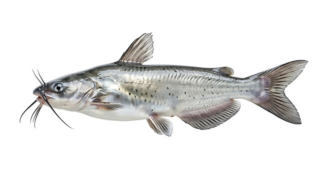 Channel catfish with barbels isolated on transparent background