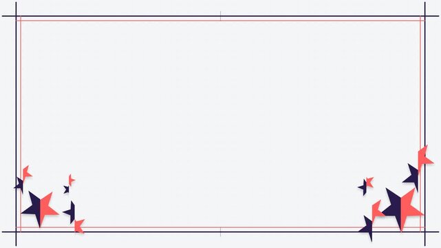 Clean white background with a minimalist red and blue line border and shearing split patriotic stars in the corners. This seamless motion graphic loop is ideal for election videos.