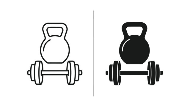 Kettlebell and barbell gym equipment icon vector illustration isolated on white