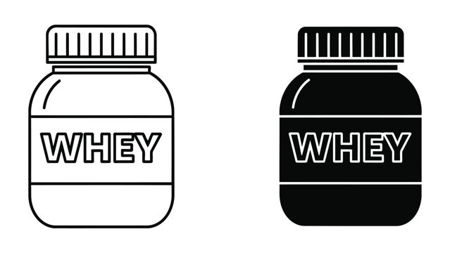 Whey protein supplement container icon isolated on transparent background