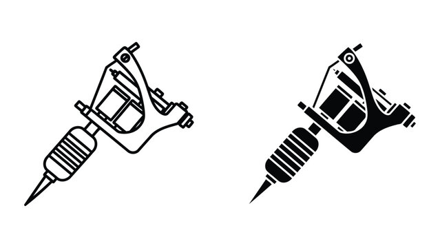 Tattoo machine icon for professional ink studio and body art vector illustration