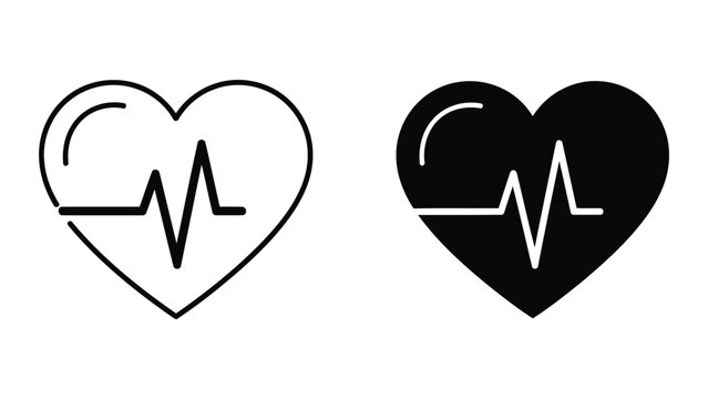 Heartbeat pulse icon for medical and health care in flat vector illustration style