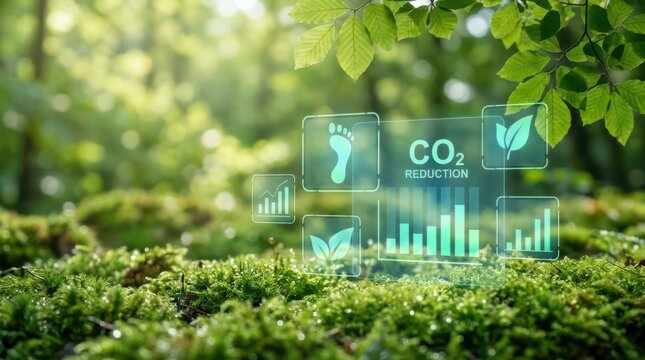 Ecological sustainability and carbon dioxide reduction digital interface outdoors