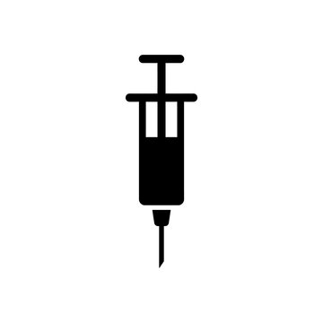 syringe icon representing medicine and healthcare with needle for medical injection and vaccination services.