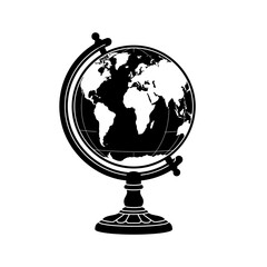 World globe map black silhouette model isolated on transparent background for geography education travel agency exploration business global network and news media. © Hina
