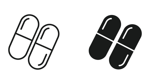 Medical capsule pills for pharmaceutical and health related vector graphic designs