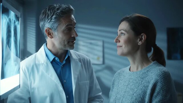 Doctor Explaining Chest Xray to Patient