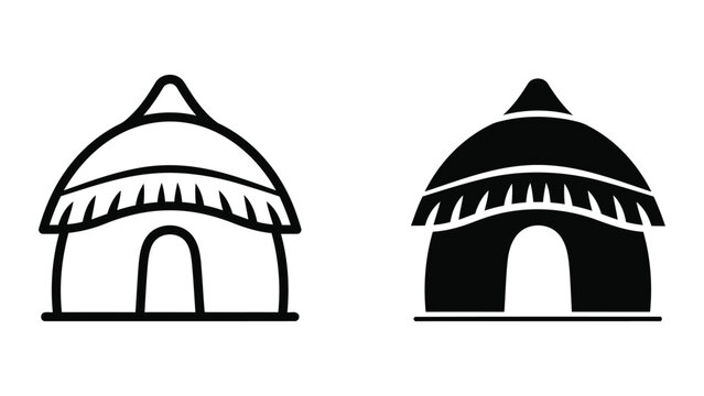 Traditional African hut dwelling with thatched roof vector illustration tribal architecture