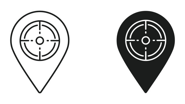 Geographic targeting pin with crosshair icon for location accuracy vector design