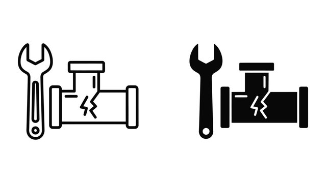 Plumbing repair vector illustration with wrench and pipe
