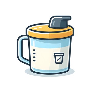 Reusable paint mixing cup flat vector illustration graduated measuring beaker painter tool isolated on white background