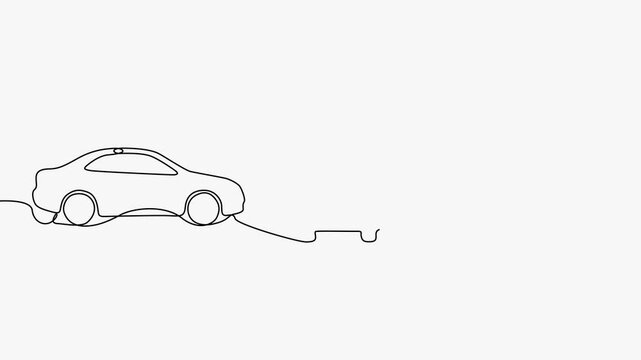 Continuous Line Drawing Animation Of Car Bus Scooter Vector Illustration Vehicles