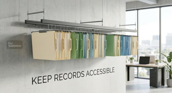 Hanging Filing System for Efficient Document Organization in an Office Setting