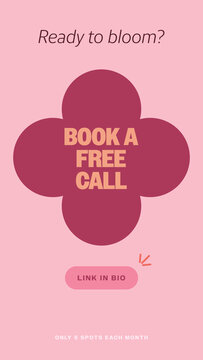 Bloom Design Story / Pink Free Consultation Call to Action With Bold Flower Shape for Service Promotions / Vertical / Part 10