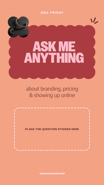 Bloom Design Story / Peach Question and Answer Story With Scalloped Headline and Sticker Space for Audience Engagement / Vertical / Part 08