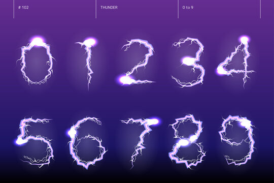 雷の0から9までの数字のセット_102