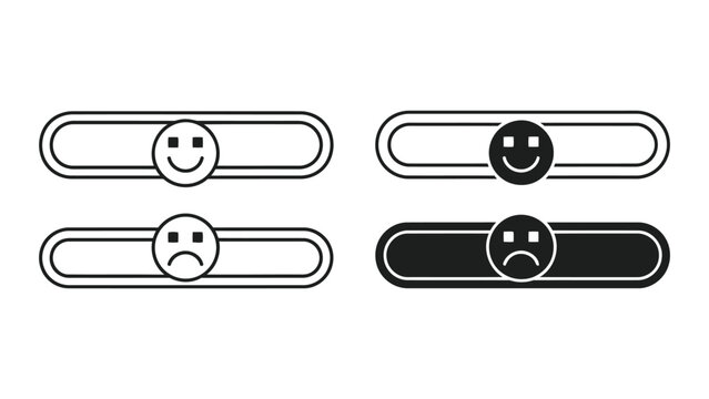 Customer satisfaction rating slider feedback vector icon set isolated on white background