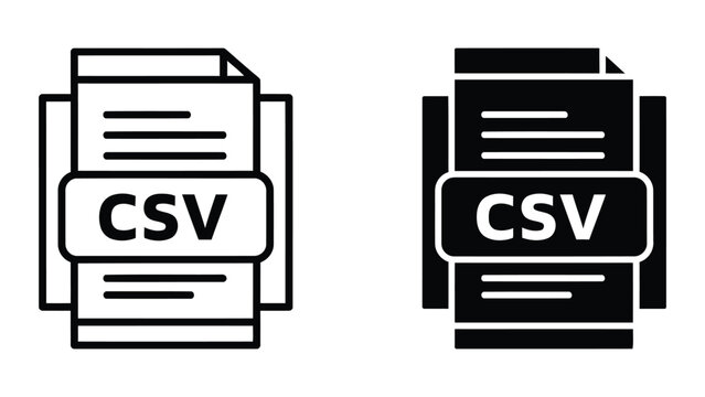 Csv file format document icon set isolated on transparent background vector