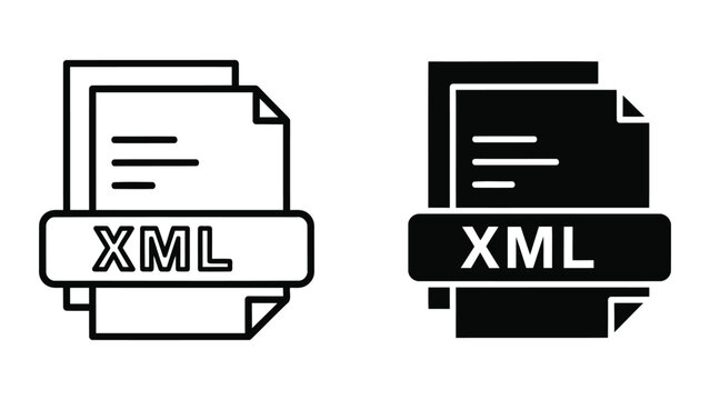 Multiple xml file documents icon set isolated on white for web development