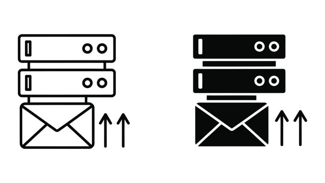 Email server upload and data transfer vector icon set for web interface design