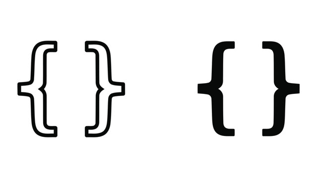 Curly brackets for programming and code snippet in flat vector style icon set collection