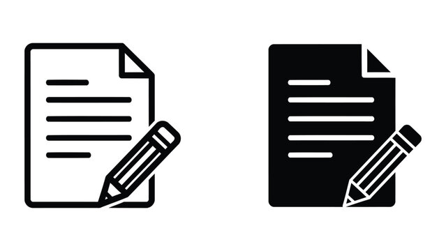 Document editing icon with paper and pencil for content creation and writing
