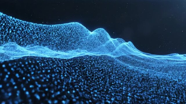 Abstract Blue Particle Wave Motion Background