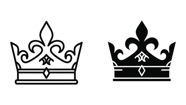 Royal crown symbol with ornate details vector illustration isolated on transparent background